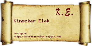 Kinszker Elek névjegykártya